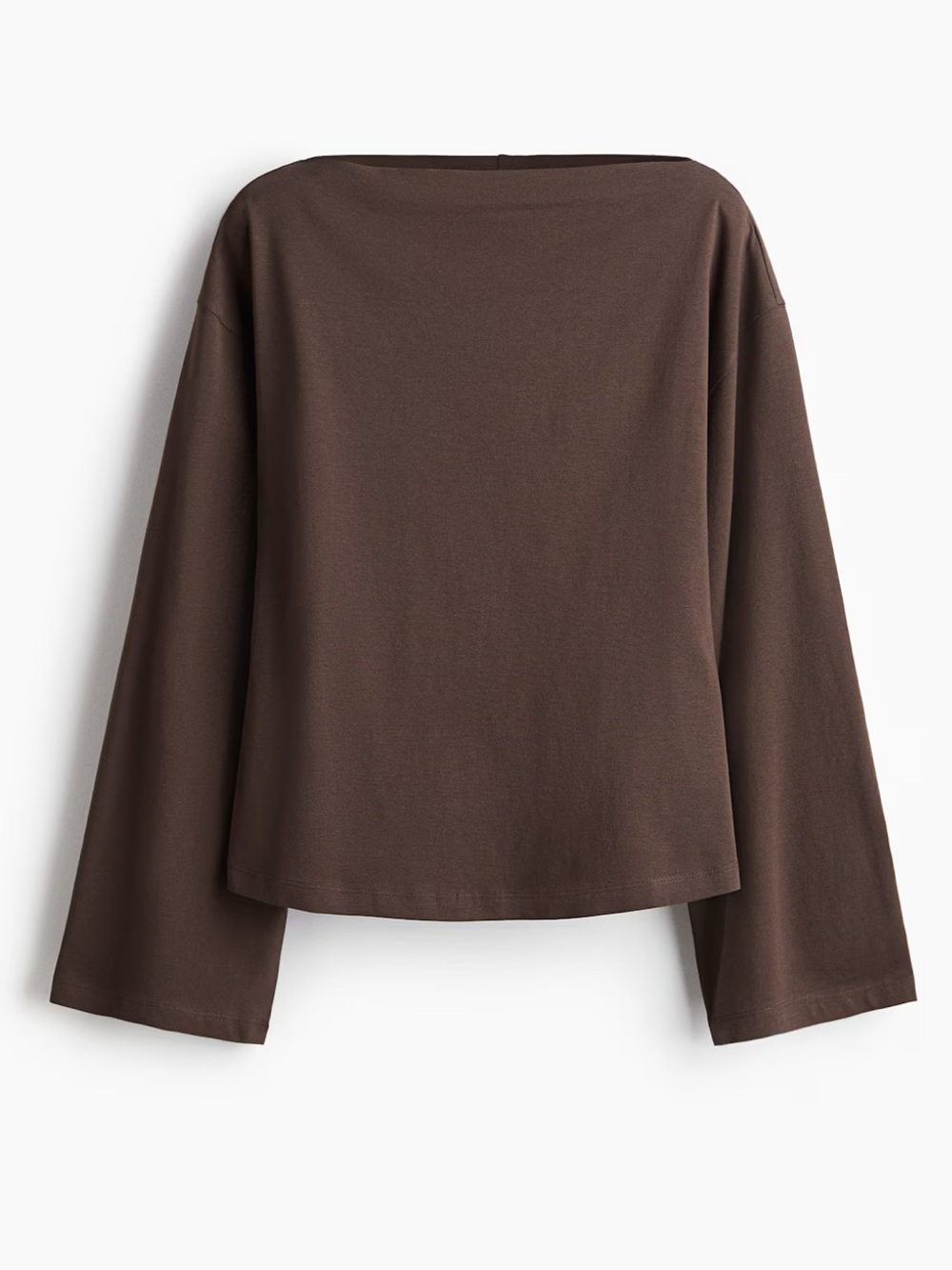 H&M Brown Long-Sleeve Boatneck Top